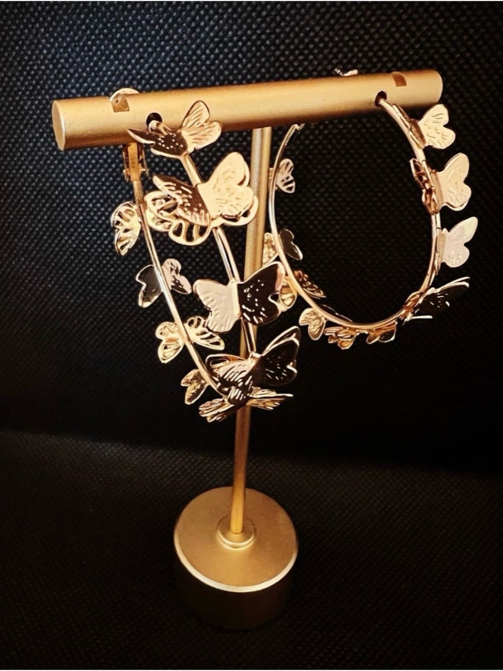 Gold Butterfly Hoop Earrings - Women Jewelry